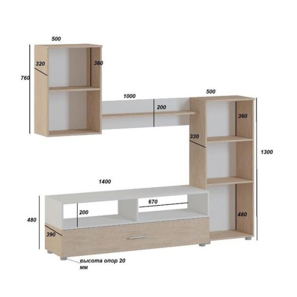 Гостиная Oskar-1 Дуб сонома/белый