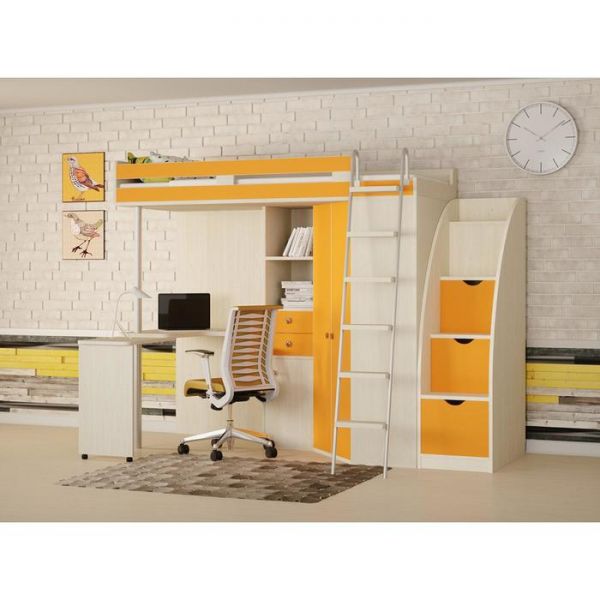 Лестница-комод, цвет дуб молочный / дуб молочный