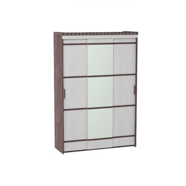 Шкаф-купе «Ольга 13», 1500 ? 566 ? 2234 мм, зеркало, ясень анкор тёмный / анкор светлый