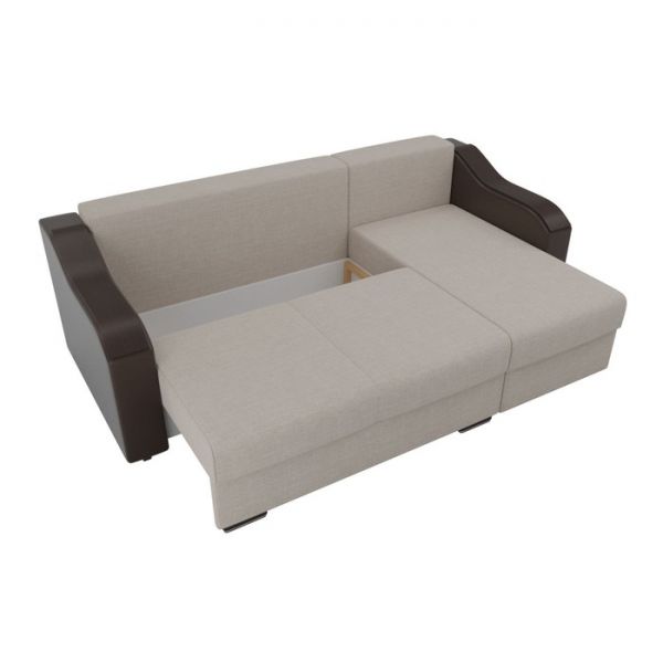 Угловой диван «Монако», механизм еврокнижка, рогожка, цвет бежевый / коричневый