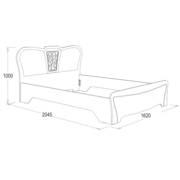 Кровать двуспальная 1600 с основанием Ольга-12, с/м 1600х2000, Анкор светлый