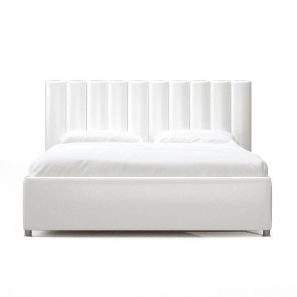 Кровать «Алькасар» без ПМ, 140 ? 200 см, встроенное основание, экокожа, взбитые сливки