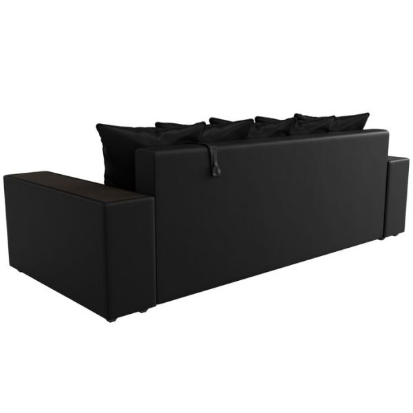 Диван прямой «Дубай», механизм еврокнижка, цвет серая рогожка / чёрная экокожа