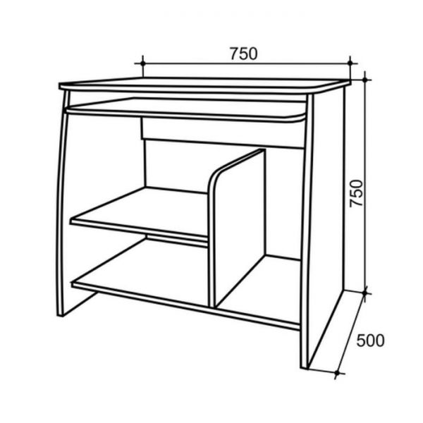 Стол компьютерный "Кроха", дуб млечный