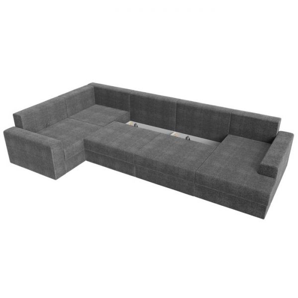 П-образный диван «Мэдисон», механизм еврокнижка, рогожка, цвет серый