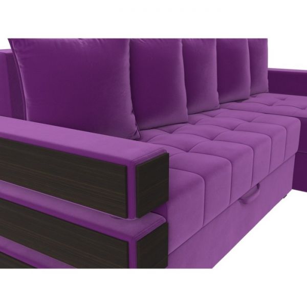 Угловой диван «Венеция», механизм еврокнижка, микровельвет, цвет фиолетовый