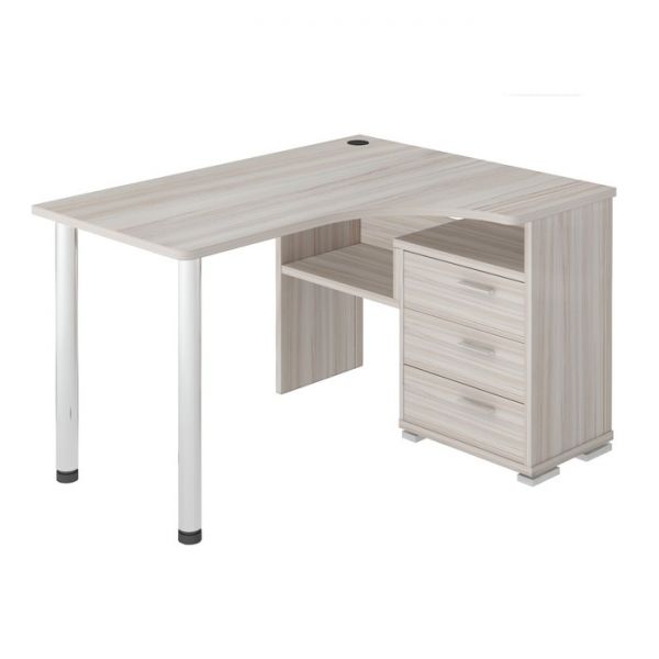 Стол СР-132С, угол правый, 1300 ? 1010 ? 750 мм, цвет белый жемчуг