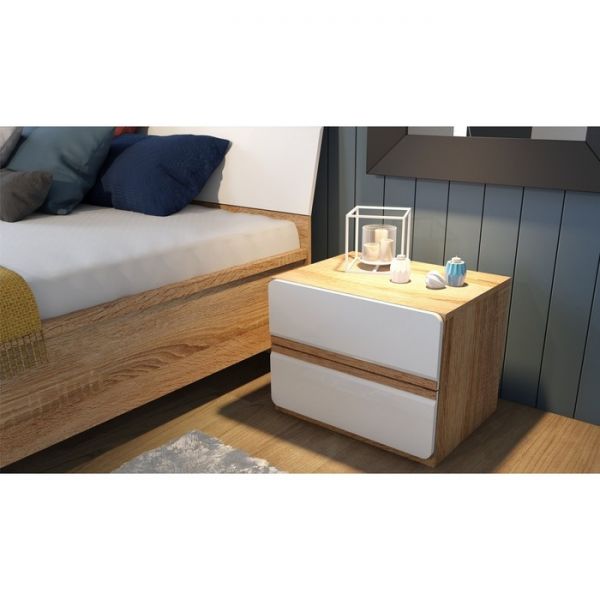 Тумба прикроватная «Дакота», 520 ? 408 ? 408 мм, цвет дуб сонома / белый глянец