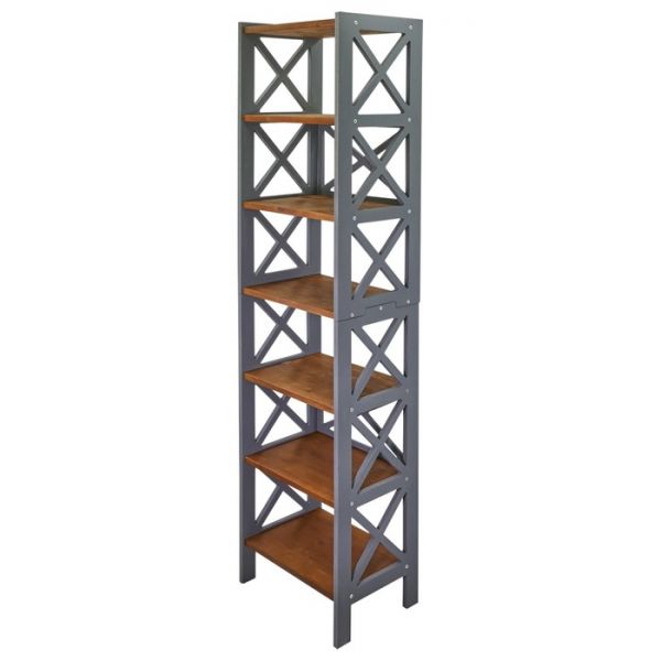 Стеллаж Лофт, полки из натурального дерева (171х42,2х31,6) Цвет полок Орех