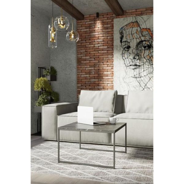 Стол журнальный «Овер», 670 ? 670 ? 400 мм, металл, МДФ, цвет белый мрамор