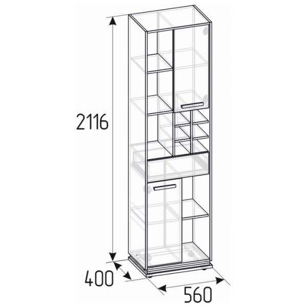 Шкаф Nature 2, 560 ? 400 ? 2116 мм, цвет гаскон пайн / чёрный