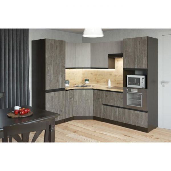 Кухонный угловой гарнитур Симфония оптима 2400х1800 Бетон светлый,бетон темный/Венге