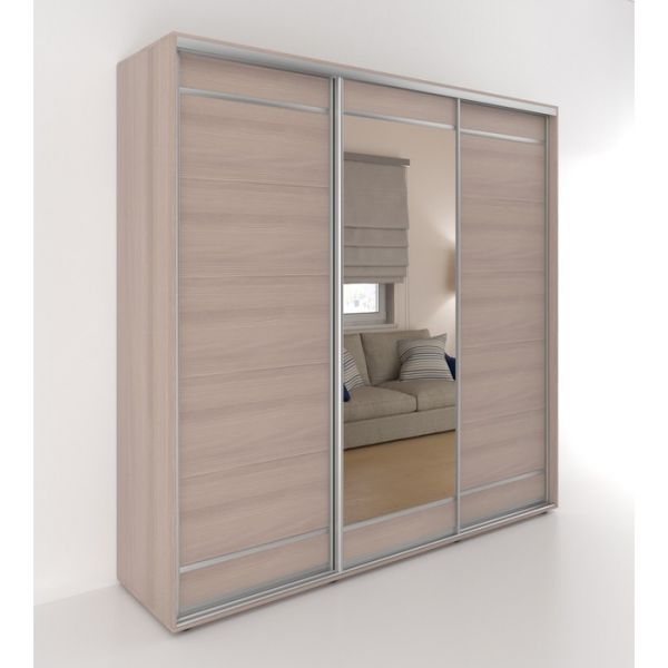 Шкаф-купе «Акцент-Лайт ДЗ», 1500 ? 600 ? 2310 мм, ЛДСП, зеркало, цвет ясень шимо светлый