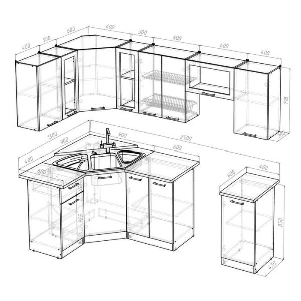 Кухонный гарнитур Лариса оптима 1 1300*2500 мм
