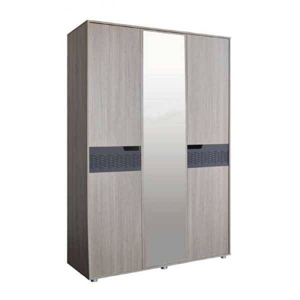 Шкаф 3-х дверный с зеркалом «Мишель», 1534 ? 590 ? 2216 мм, цвет дуб сонома / графит