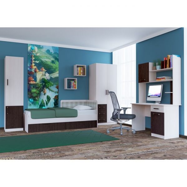 Стол письменный Хогвартс, 1230х555х1815, Дуб молочный/Венге