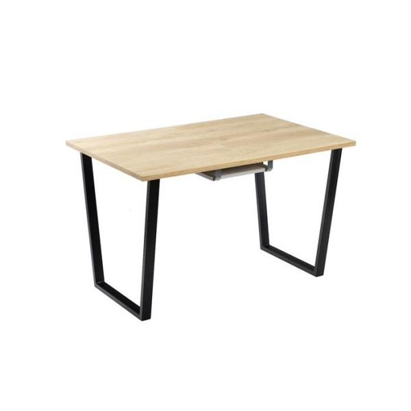 Стол АТЛАНТ-12 1300/1800*800х750 Дуб Небраска/Опора АТЛАНТ-Черный матовый