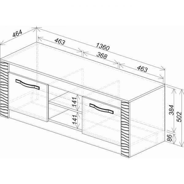 Тумба под ТВ Монако 1360х460х502 ясень белый/F12