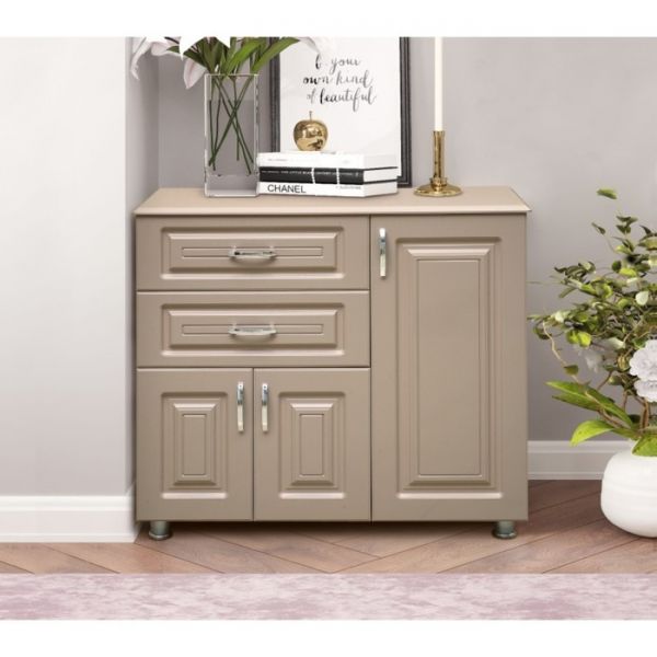 Комод №6, 1020 ? 425 ? 876 мм, цвет ясень шимо светлый / кофе с молоком