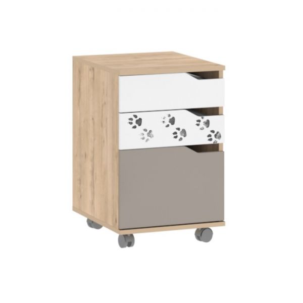 Выкатная тумба Хаски-51 ирландский дуб/белый/мокко