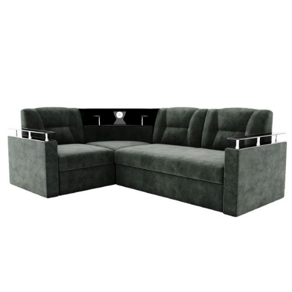 Угловой диван «София», угол левый, дельфин, подсветка, велюр, ЛДСП венге, цвет селфи 01