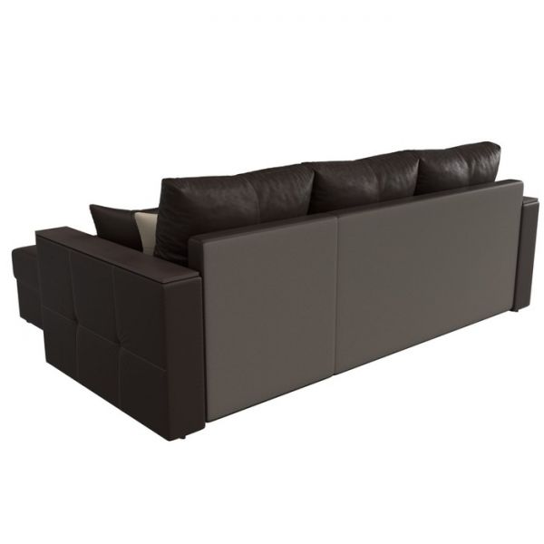 Угловой диван «Валенсия», механизм дельфин, экокожа, цвет бежевый