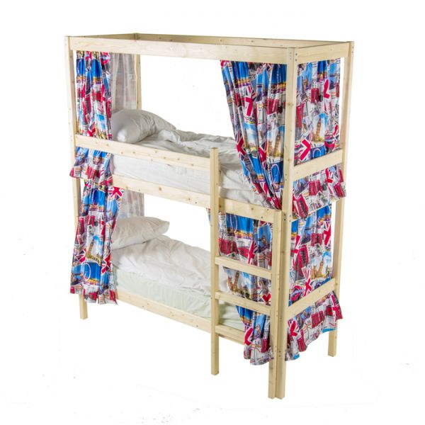 Двухъярусная кровать c каркасом для штор, 70 ? 190 см, цвет сосна