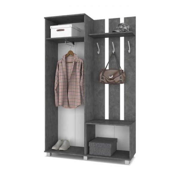 Прихожая Лира 370х1200х1900 Камень темный/дуб ирландский