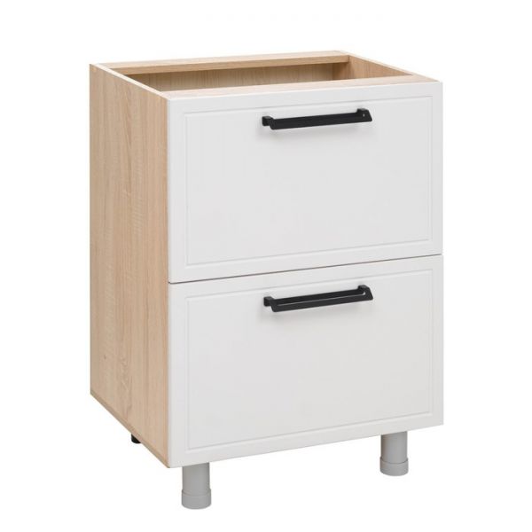 Шкаф наполный 2 ящ. Квадро 800х470х826 Дуб сонома/Нубук Милк