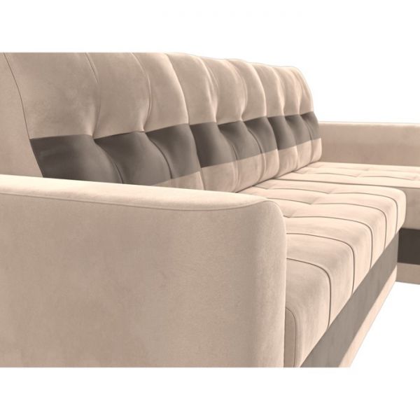 Угловой диван «Честер», механизм еврокнижка, велюр, цвет бежевый