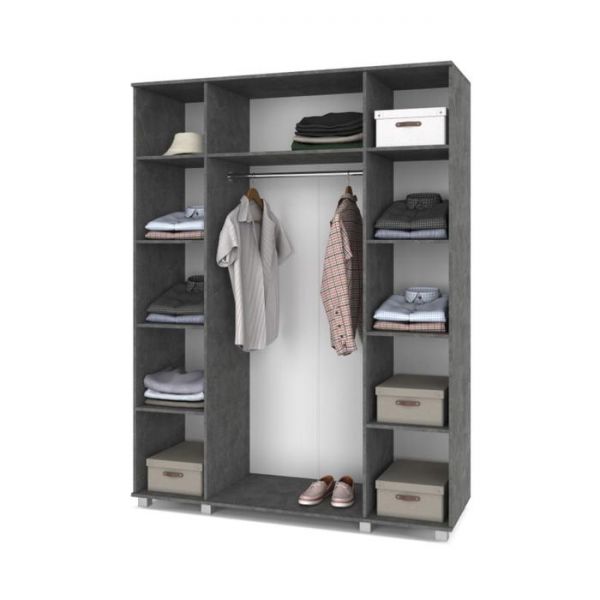 Шкаф Виора В40 520х1600х2100 четырёхстворчатый Камень темный/дуб ирландский