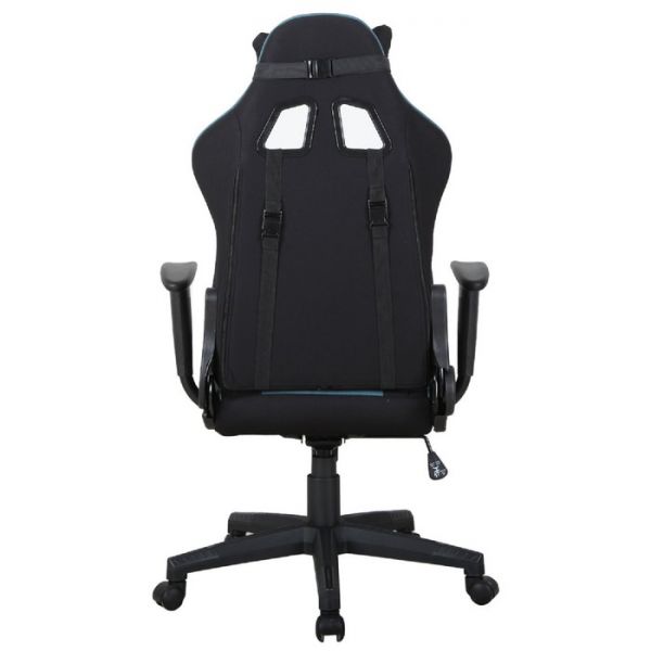 Кресло игровое BRABIX "GT Racer GM-100", две подушки, ткань, черное/голубое