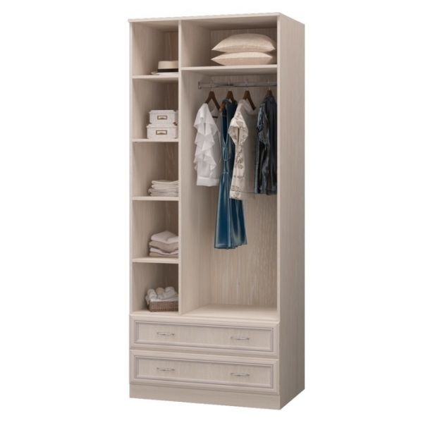 Шкаф 2-х дв. с 2мя ящиками ВЕРОНА 902х577х2243 Дуб атл./рамка МДФ дуб атл с патиной