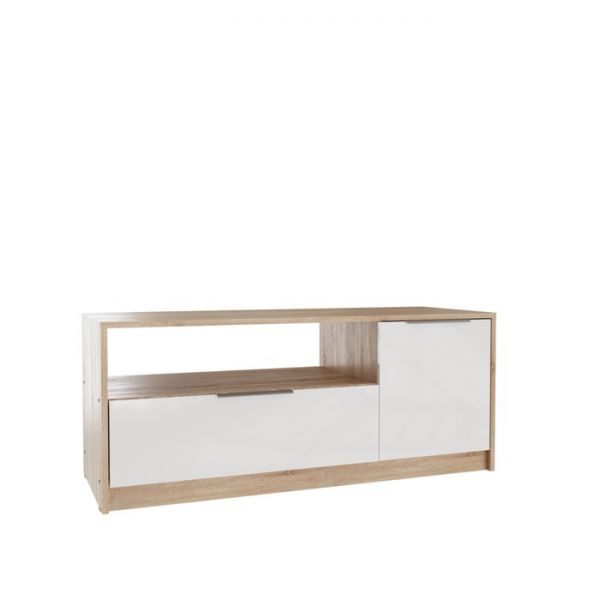 Тумба под ТВ 1 Нордик, 1187х450х490,  Дуб сонома светлый/Белая Аляска