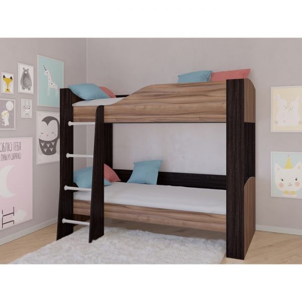 Детская двухъярусная кровать «Астра 2», без ящика, цвет венге / орех