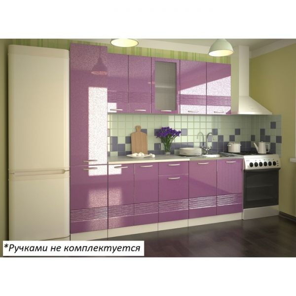 Кухонный гарнитур Волна 9, 2200х600 мм, Фиолетовый металлик