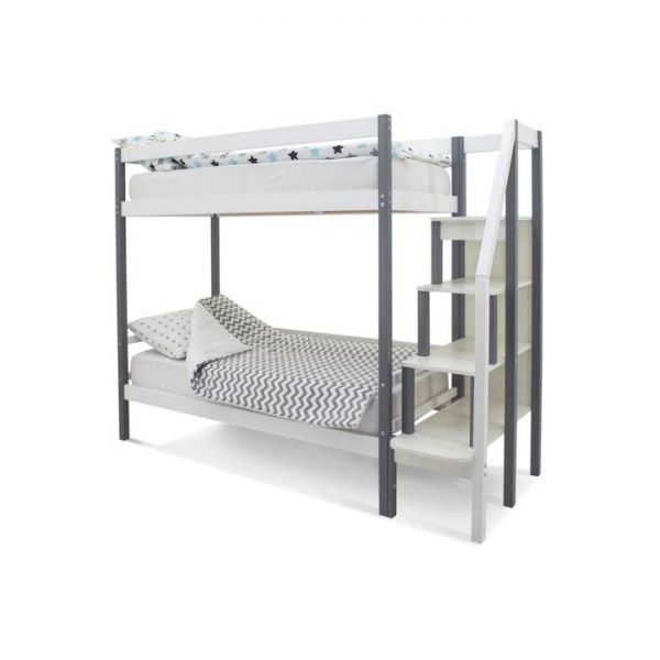 Детская двухъярусная кровать Бельмарко Svogen графит-белый