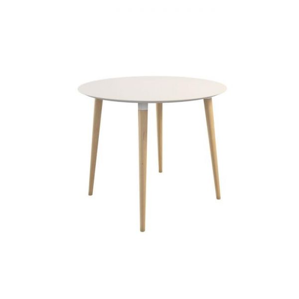 Стол обеденный Сканди-2 900х900х750 белый/светлый лак