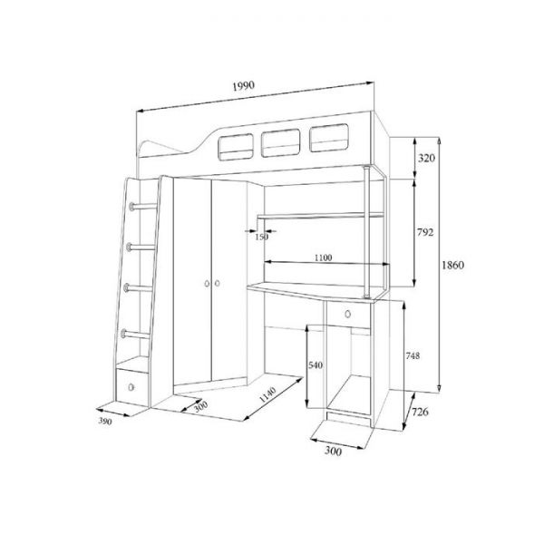 Детский комплекс «Астра 7», цвет дуб молочный, фотопечать «Париж»