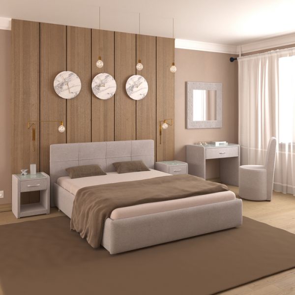 Кровать «Пантеон» с ПМ, 140 ? 200 см, ортопедическое основание, рогожка, цвет серый