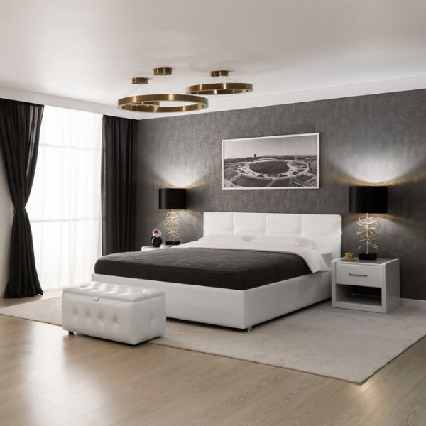 Кровать «Птичье гнездо» без ПМ, 1400 ? 2000, встроенное основание, экокожа, взбитые сливки