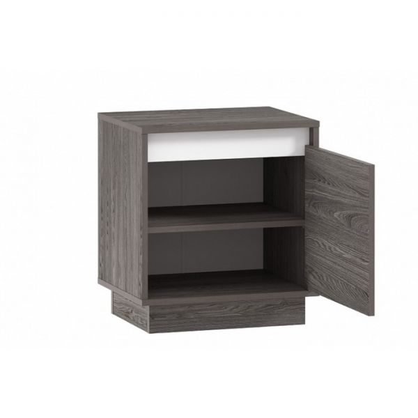 Тумба прикроватная Virginia НМ 40.9, 504х400х554, Белый Скандинавский/Ясень Анкор темный