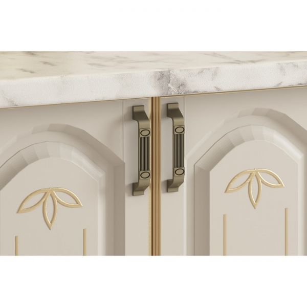 Кухонный гарнитур Бергамо 1800х600 белый/крем патина платина