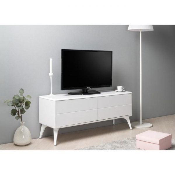 Тумба под ТВ Спейс 13.269, 1088х336х457, Белый/Белый глянец МДФ