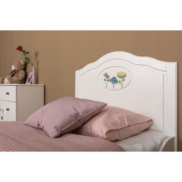 Кровать Роуз 11.27 с/м 900х2000, с основанием, Белый/Ясень ваниль