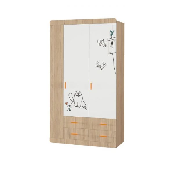 Шкаф 3-створчатый «Кот № 25», 1150 ? 516 ? 2040 мм, цвет туя светлая