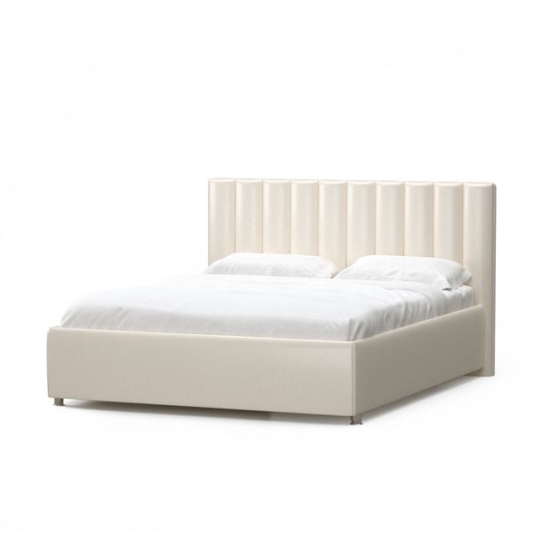 Кровать «Алькасар» без ПМ, 140 ? 200 см, встроенное основание, экокожа, цвет бежевый