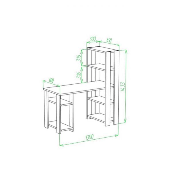 Компьютерный стол, 1300 ? 650 ? 1450 мм, цвет белый