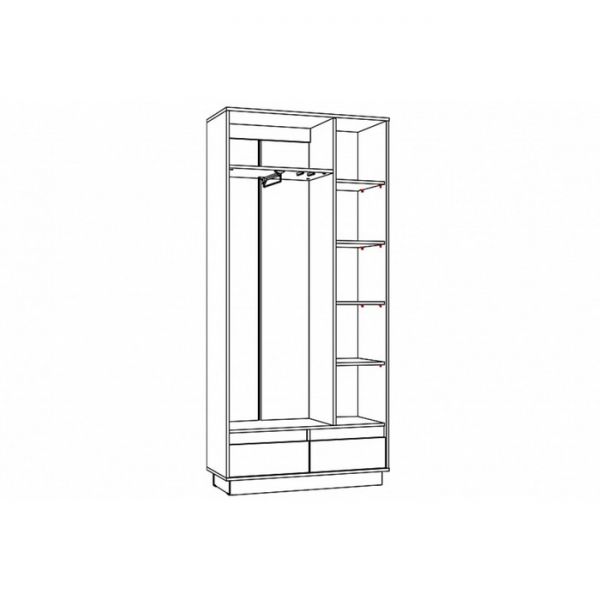 Шкаф 2-х ств  Virginia НМ 011.19, 942х400х2046, Белый Скандинавский/Ясень Анкор темный