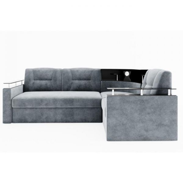 Угловой диван «София», угол правый, дельфин, подсветка, велюр, ЛДСП венге, цвет селфи 01